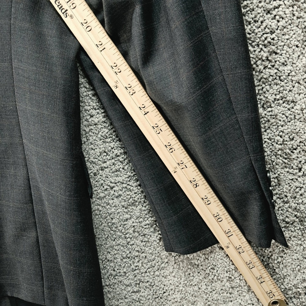 JD Christopher Mens 42R Grey Windowpane Plaid 100% Wool 2-Button Blazer Jacket - Picture 12 of 13